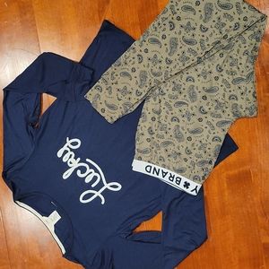 Lucky Brand Blue/Green Paisley Pajama Set Sz Lrg